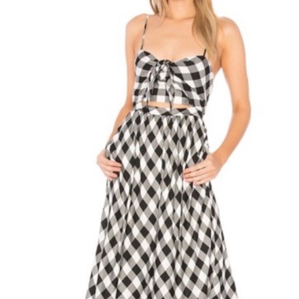 Bardot - Black & White Plaid Midi Dress - Size 4 (XS)